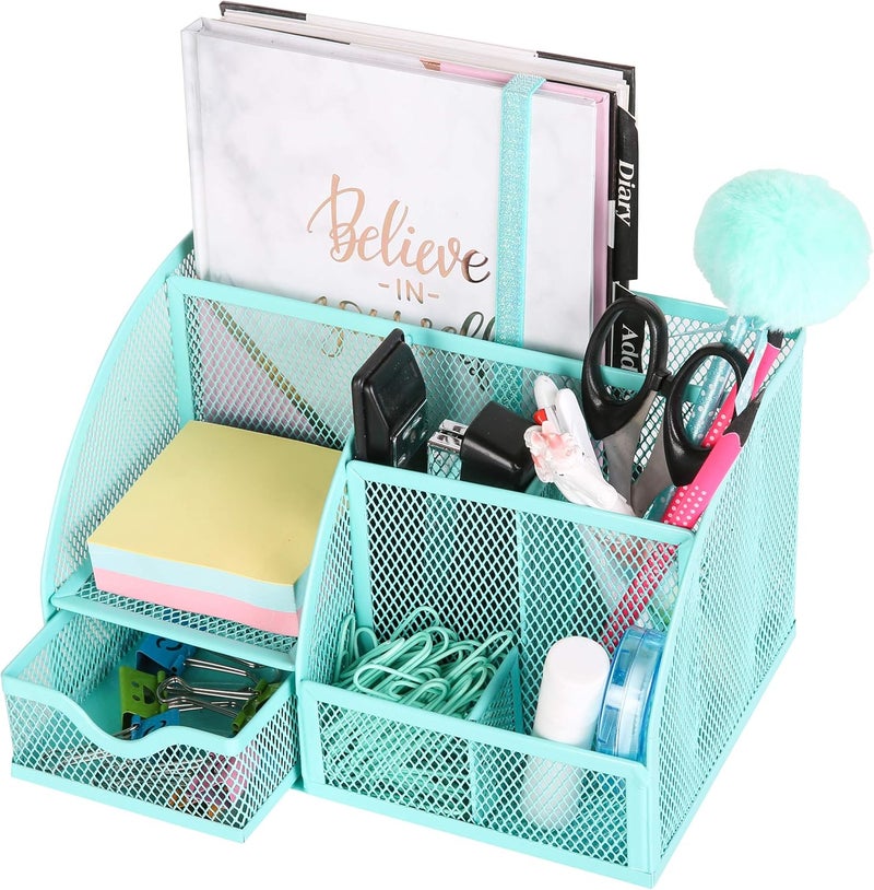 Exerz Desk Organiser/Desk Organiser/Desk Tidy/Pen Holder/Multifunction Organiser (EX348 Turquoise) - Image 2
