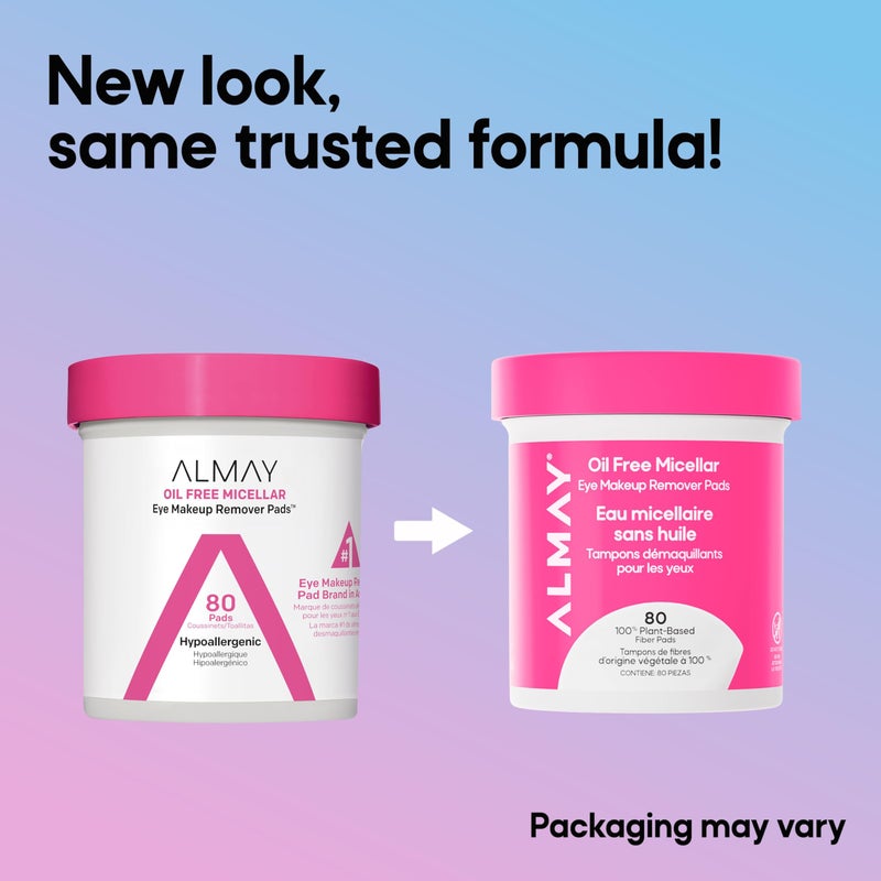 Almay Makeup Remover Pads, Micellar Gentle, Hypoallergenic, Fragrance-Free, Dermatologist & Ophthalmologist Tested (Packaging May Vary), 80 count - Image 2