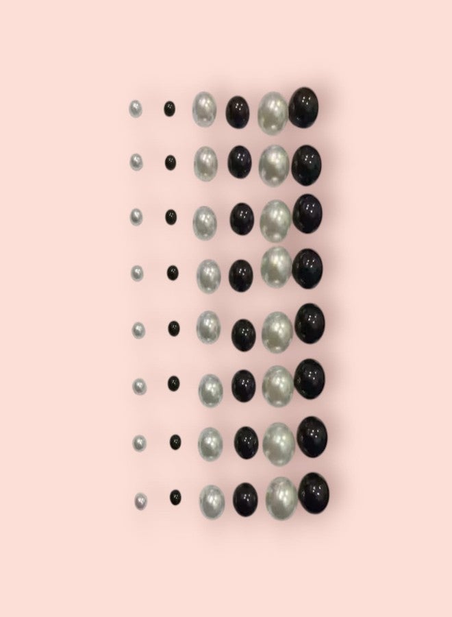 Honbon White & Black Pin Ball Plastic Designed Earrings | Attractive Color pearls & Bead trendy jewelary kaan ke tops |Lovely Stud Earing For Kids Girls Woman |Pack Of 24 Earring - Image 4