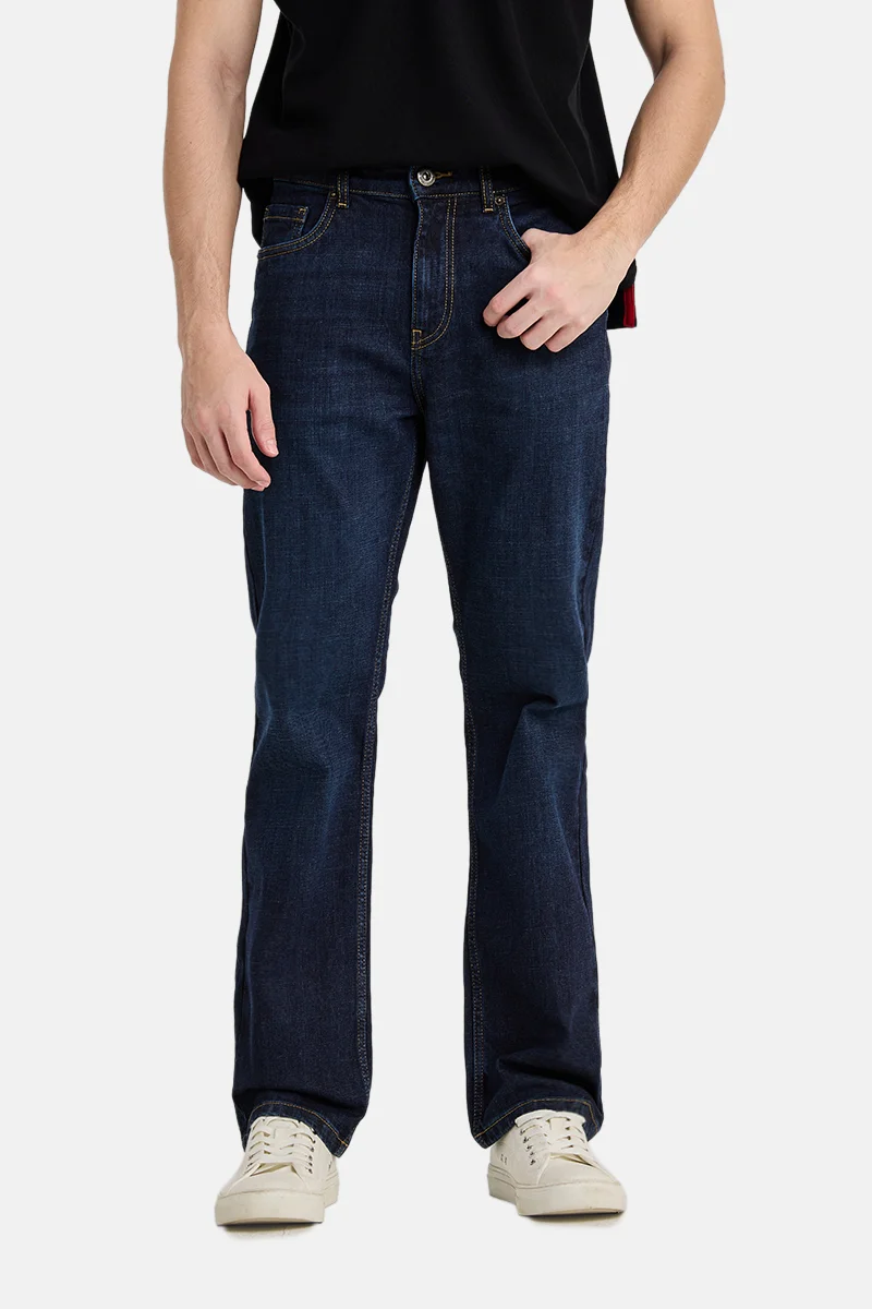 SNITCH Indigo Solid Straight Fit Casual Jeans