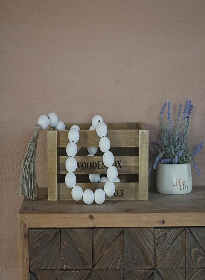 RUIRUICO Extra Large Wood Bead Garland with 1.4" Diameter Wood Beads, Wooden Beads Garland with Tassels, Decorative Beads Home Decor, Farmhouse Beads Decor (Rustic White, 41 Inches) - Image 5