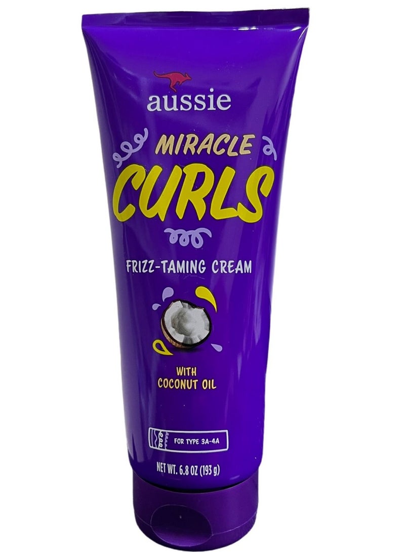 Aussie Miracle Curls Frizz Taming Cream with Coconut & Jojoba Oil 6.8 oz (193 g) - Image 1