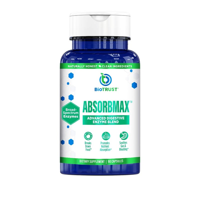 BioTrust AbsorbMax Broad Spectrum Digestive Enzyme Blend, Gluten Free, Non GMO, Digestive Support for Nutrient Digestion, Absorption and Periodic Digestive Discomfort and Bloating - Image 1