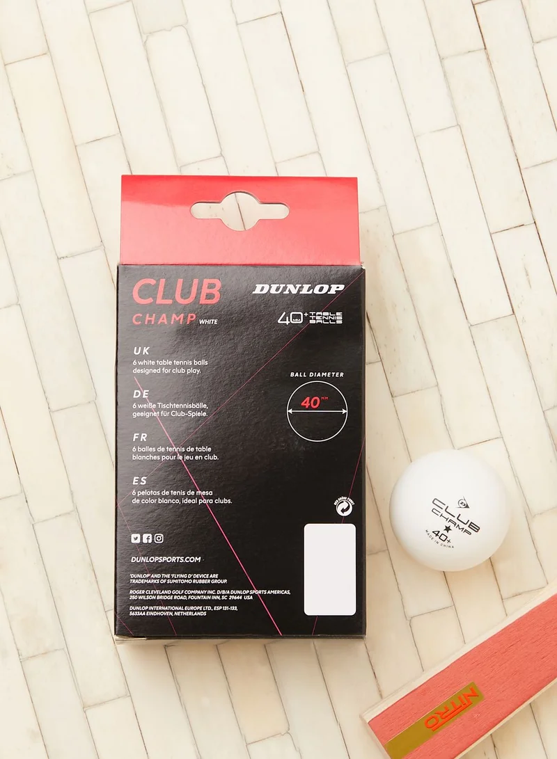 DUNLOP Dlop Table Tennis Bl 40 Club Champ 6 Ball Blister