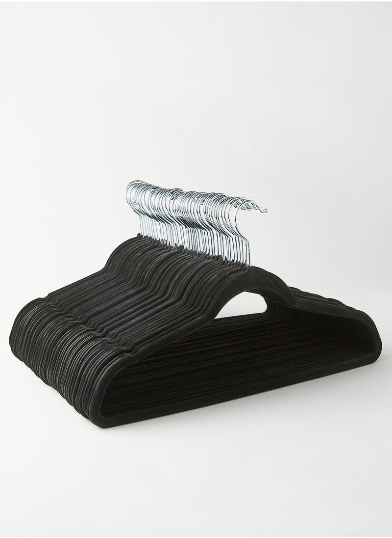ايست من نون 50 Piece Non-Slip Ultra Slim Velvet Hanger, Set Made In Sturdy Material For Closet Organization in Black, 44.5x23.5cm  - Image 1
