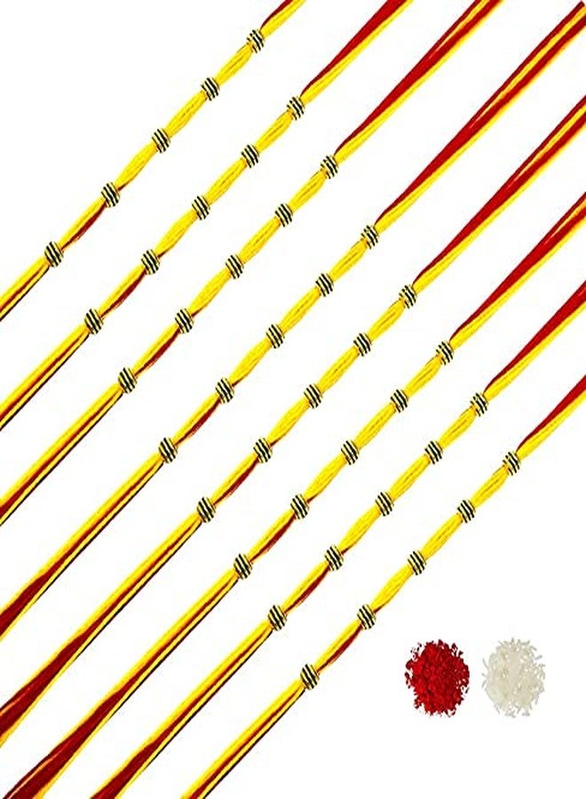 Evisha 7 قطع مولي خيط مع خرز ذهبي راخي للأخ | راخي كومبو-220A-سبعة | راخي || مجموعة راخي || راخي للأخ راخي كومبو || بهية بهابهي راخي || هدايا راخي