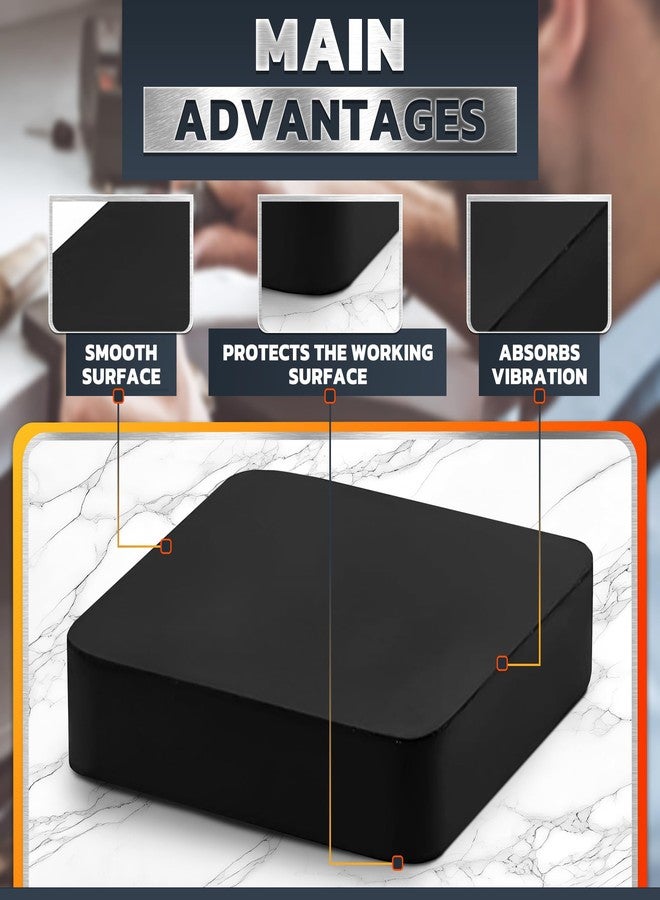 VIKROM 4 x 4" Synthetic Rubber Bench Block for Jewelry Making - Vibrations Absorbent Hard Rubber Block, Scratch and Deformation Resistance, Black Jewelry Soldering Block for Hammering, Shaping, and Forming - Image 4