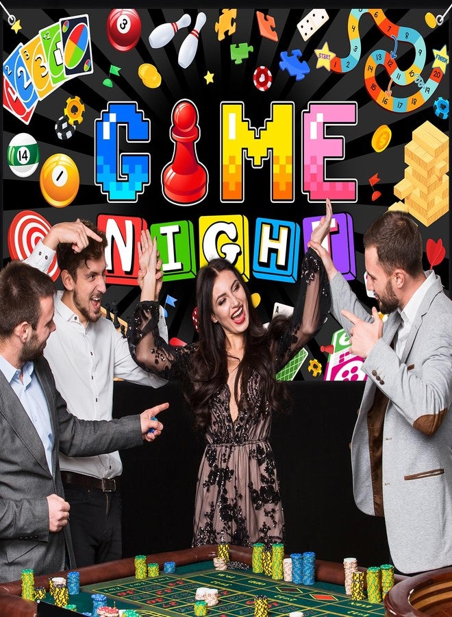 Avezano Game Night Banner Board Game Backdrop Game Night Party Decorations for Family Friends Game On Birthday Party Photo Booth Props (Black, 6 x 3.6 ft) - Image 4