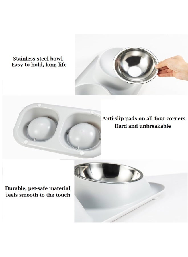 Knox Powering Generations Knox Dual Pet Feeding Bowl with Non-Slip Silicone Mat, Detachable Stainless Steel Food & Water Bowls for Cats, Small & Medium Dogs, Easy-Clean, BPA-Free, Spill-Proof Design - Image 2