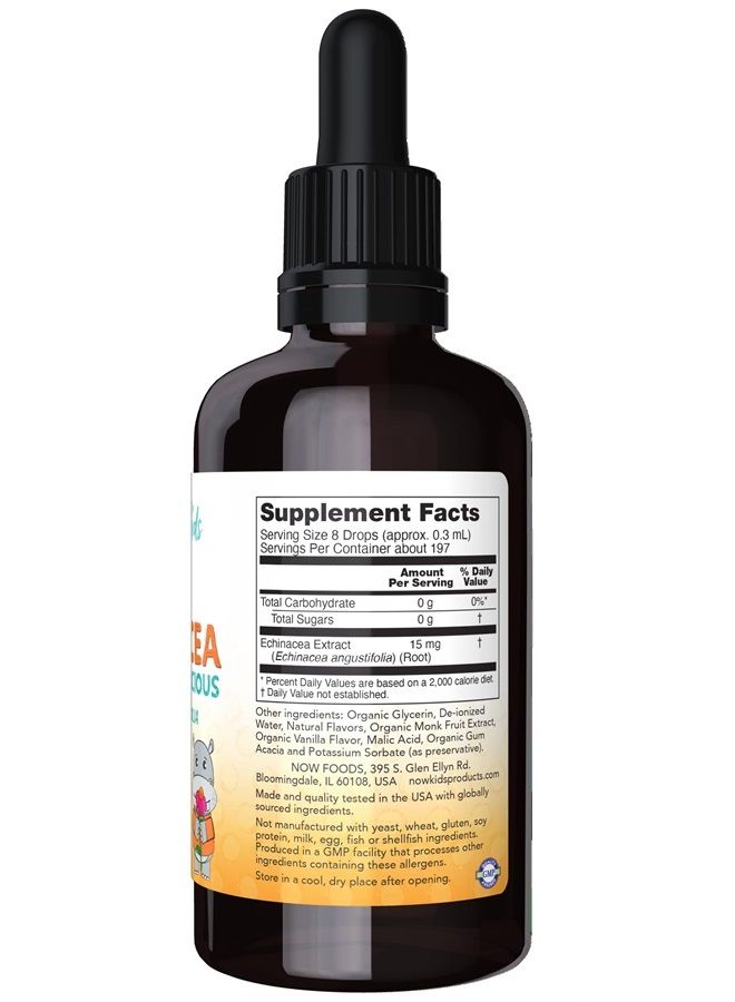 now مكملات، إشنسا سائلة للأطفال مع قطارة، دعم جهاز المناعة، مصممة للأطفال، 2 أونصة سائلة، قد يختلف التعبئة - Image 2