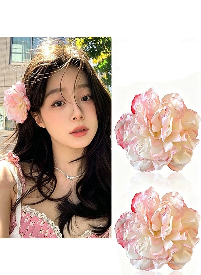 Happy D Three-piece set of women's floral hair clips and embroidered flower fabric folding handheld fan hair accessories, with elegant tassels, suitable for flamenco dancer outfits, wedding parties, and girls' cosplay parties - Image 5