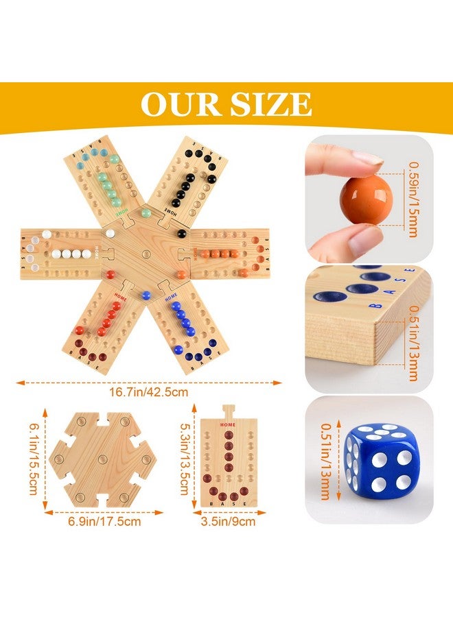 ALANGDUO Deeper Holes & Larger Marbles Original Wooden Marble Board Game, Portable for 2-6 Players, Wahoo Game with 36 Marbles & 12 Dice for Family, Friends, Party, Travel, and Camping - Image 2