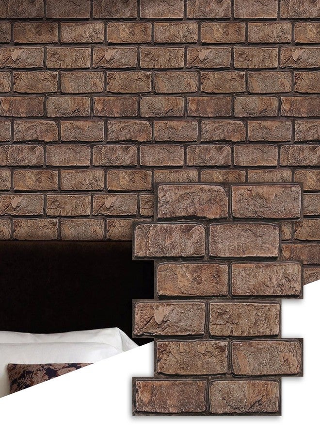 Commomy 3D Faux Brick Wall Panels - 10 pcs 11.8”x 11.8”Small Size PVC Printable Peel and Stick Brick Backsplash Brown Brick Wallpaper Wall Tile for Kitchen,Bedroom,Bathroom,Living Room,Fireplace,RV - Image 1
