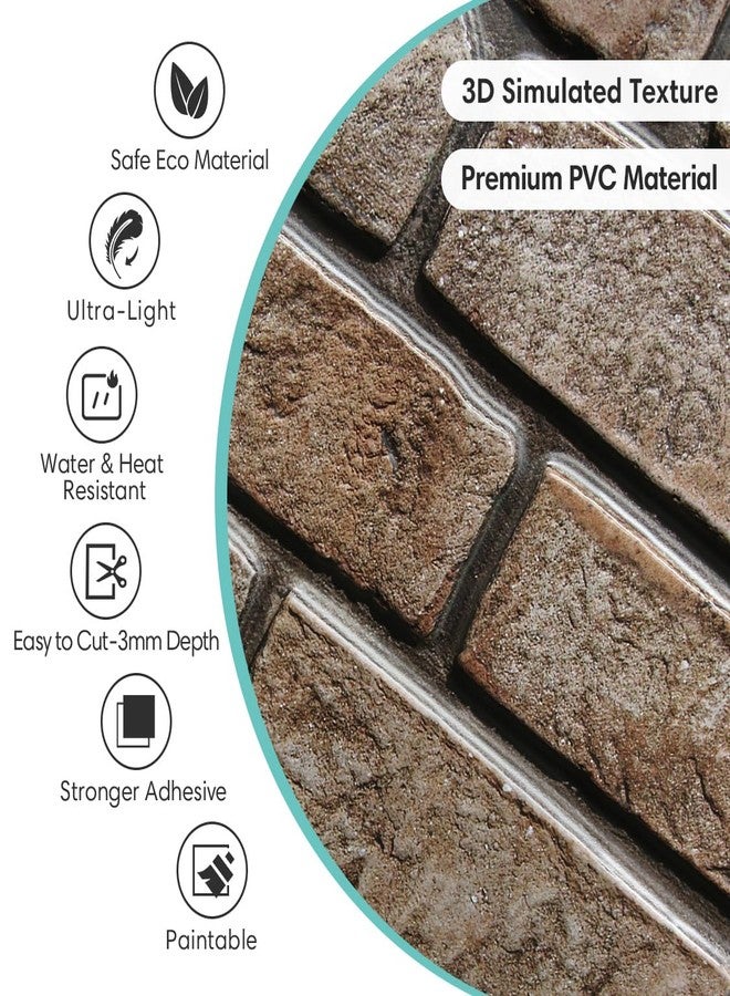 Commomy 3D Faux Brick Wall Panels - 10 pcs 11.8”x 11.8”Small Size PVC Printable Peel and Stick Brick Backsplash Brown Brick Wallpaper Wall Tile for Kitchen,Bedroom,Bathroom,Living Room,Fireplace,RV - Image 4