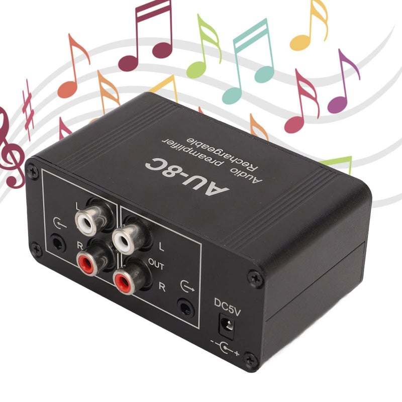 Mini Stereo Audio Preamp Phono Amplifier 20dB Gain Aluminum Alloy Shell Dual Op Amp USB - Image 4