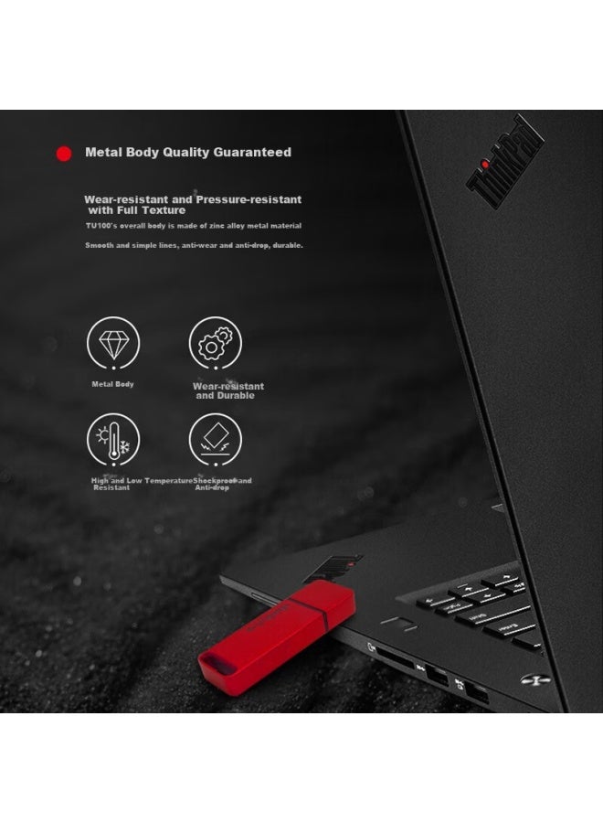 thinkplus Thinkplus Lenovo 128Gb Usb3.1 Flash Drive For Office Business Mini Portable Metal Flash Drive Red Tu100 Series - Image 3