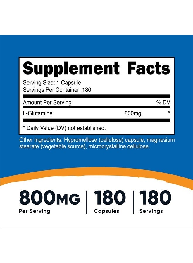 Nutricost إل-جلوتامين 800 ملجم، 180 كبسولة - خالية من الجلوتين وغير معدلة وراثيًا - Image 4