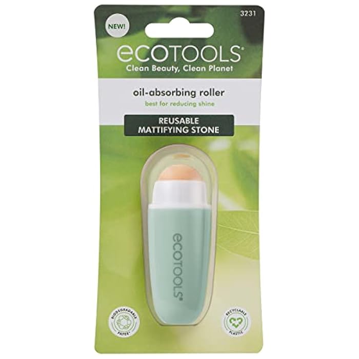 EcoTools Reusable Shine Control Oil Absorbing Facial Roller, Oil Absorbing Volcanic Ash Face Roller, For Oily Skin, Cruelty Free Facial Skincare Tool, Perfect For On The Go, 1 Count - Image 2