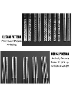 KASTWAVE Stainless Steel Chopsticks, Silver Reusable Chopsticks, Dishwasher Safe Metal Chopsticks Square Lightweight Chop Sticks, Gift Set 5 Pairs  - Image 2