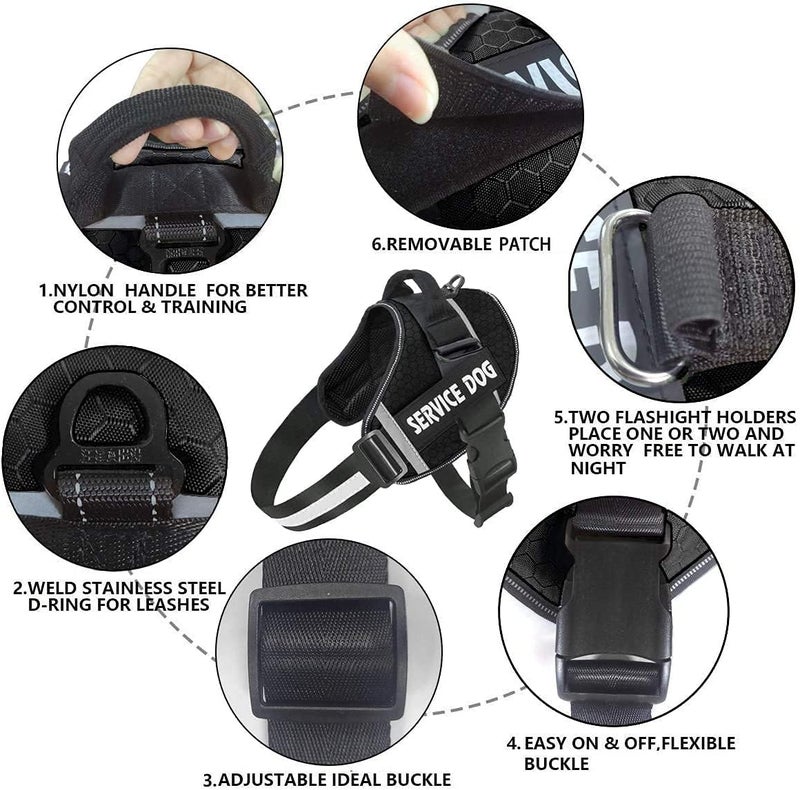 WapaW Service Dog Harness, No Pull Easy On And Off Pet Vest Harness, 3M Reflective Breathable & Easy Adjust Pet Harness With Nylon Handle - No More Tugging Or Choking For Dogs - Xlarge - Image 4