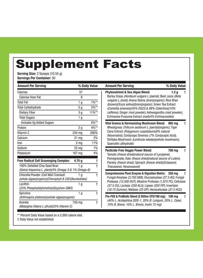 سان مزيج التغذية Green Supreme Fusion Blend المضاد للأكسدة: مزيج سموثي Super Greens مع سبيرولينا، وكلوريلا، وفطر متكيف، 30 وجبة - Image 3
