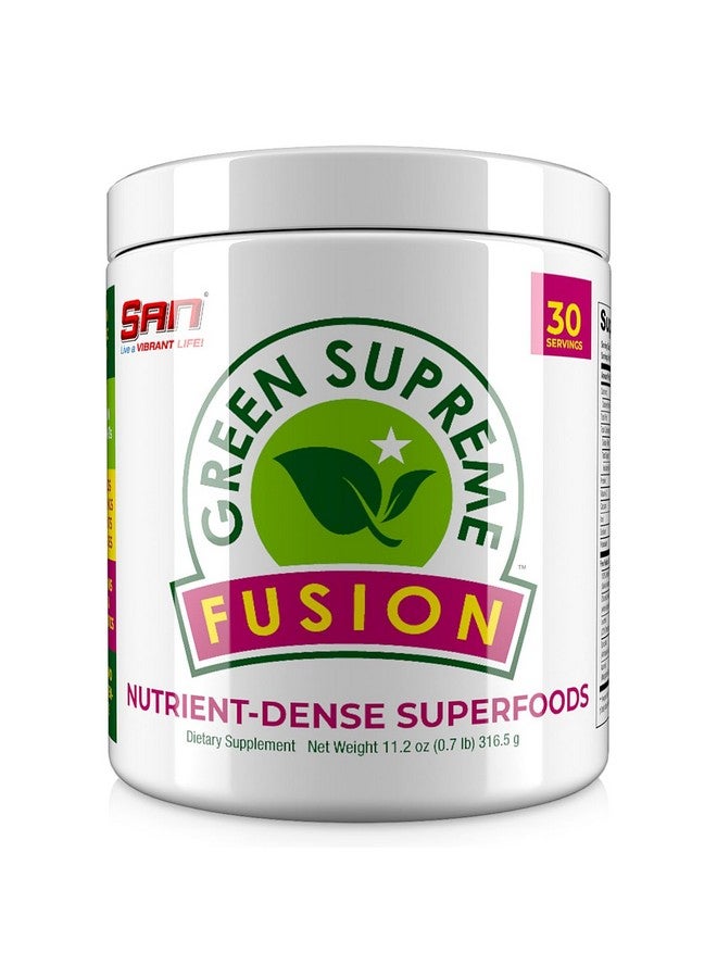 سان مزيج التغذية Green Supreme Fusion Blend المضاد للأكسدة: مزيج سموثي Super Greens مع سبيرولينا، وكلوريلا، وفطر متكيف، 30 وجبة - Image 1
