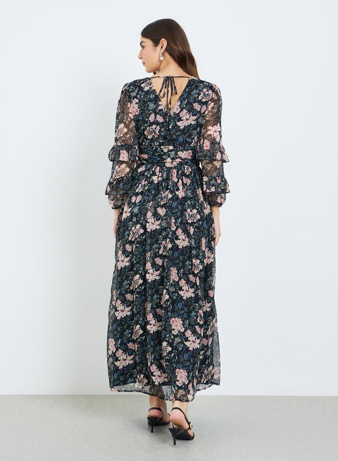 ستايلي فستان طويل بأكمام طويلة وطبعة زهور - Image 5