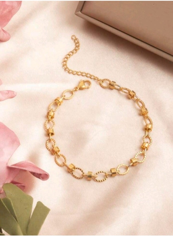 Jewelry For Life - Trendy Stainless Steel Gold Plated Anklet For Women - Image 1