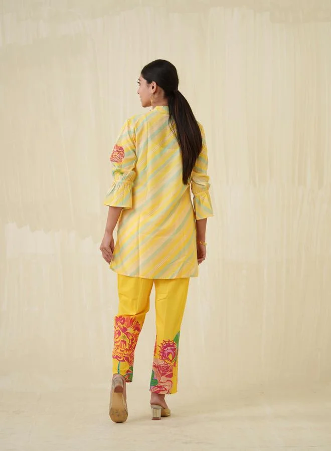 DW DW Floral Printed Longline Top and Trouser Co-Ords
