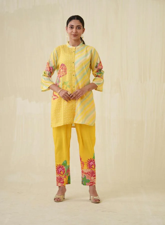 DW DW Floral Printed Longline Top and Trouser Co-Ords