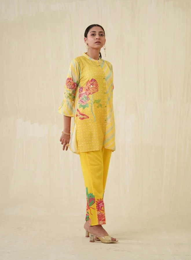 DW DW Floral Printed Longline Top and Trouser Co-Ords