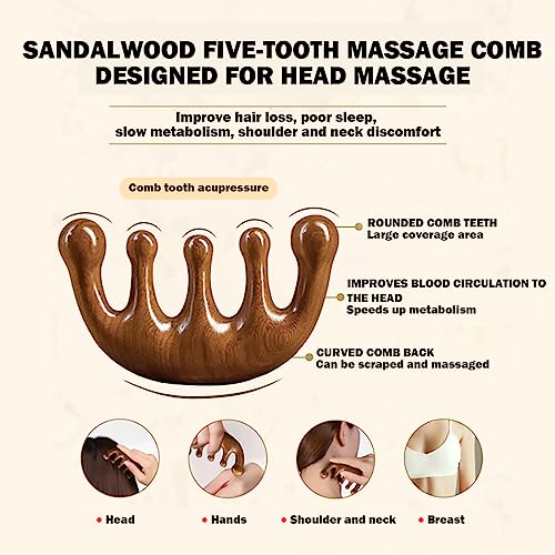 Cureder Wooden Scalp Massager - Handmade 100% Natural Green Sandalwood Wide Tooth Combs - Wood Massage Comb & Sandalwood Comb for Luxurious Hair Care - Image 3