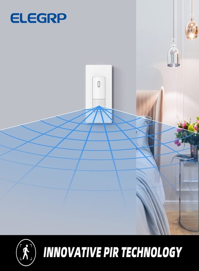 ELEGRP Matte White Single Pole Occupancy Motion Sensor Light Switch, Need Neutral Wire, 120° Sensor Coverage PIR Infrared Motion Activated, for CFL/LED/MLV/INC/HAL/Fan, UL,1 Pack - Image 4