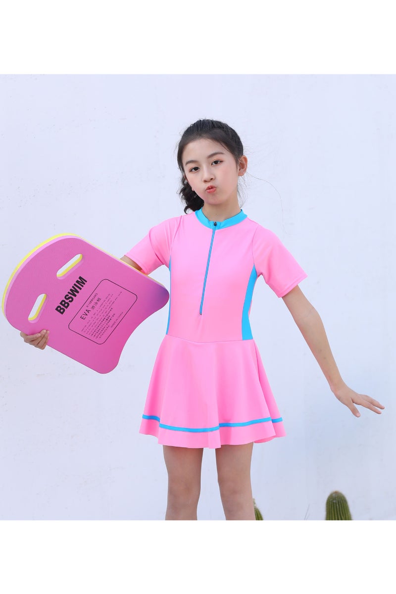 Generic Girls Swimsuit Rash Guard Short Sleeve Swimsuit Kids Swimwear Water Sports Sun Protection Bathing Suits With Children Skirts 80-155cm  - Image 2
