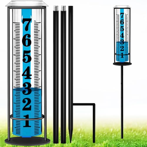 Asenron Rain Gauge Outdoor Freeze Proof Rain Gauges Outdoors Best Rated Upgraded Accurate Rain Measure Gauge for Yard Thickened Plastic Rain Meter with Stake Large Font Water Gauge Adjustable Height - Image 1