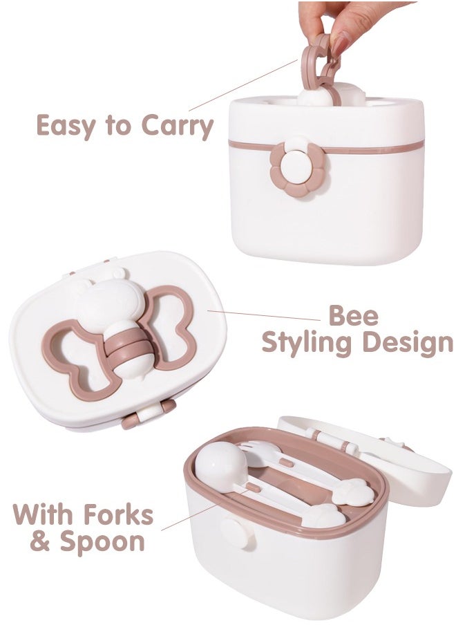 Super ZYouth Baby Formula Container, Milk Powder Dispenser with Forks and Scoop, Portable Travel Food Storage for Infant, 410ml / 600ml, Pink  - Image 3