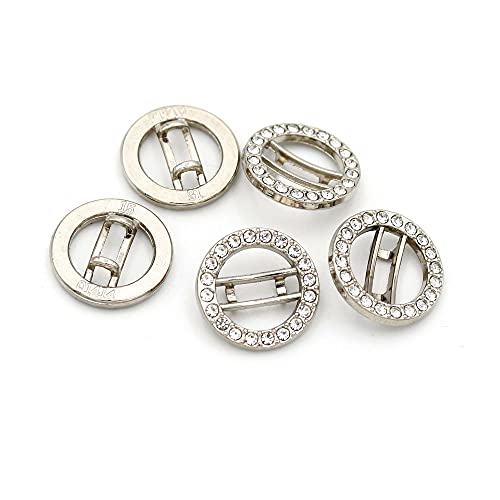 vingol 10 Pcs Small Metal Buttons Rhinestones Buttons Decorative Buttons for Crafts DIY Sewing Supplies(04 Silver,12mm) - Image 1