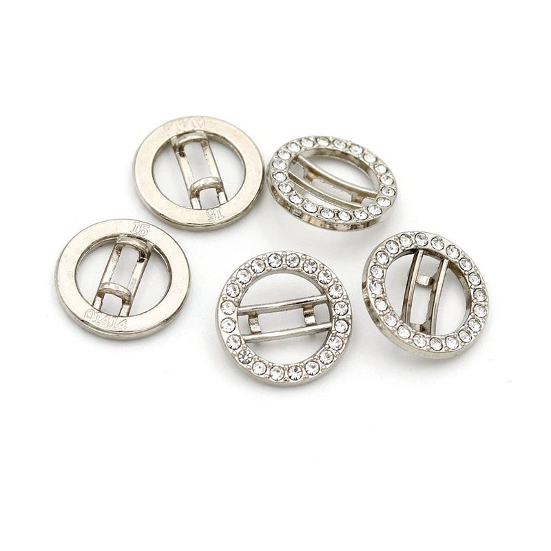 vingol 10 Pcs Small Metal Buttons Rhinestones Buttons Decorative Buttons for Crafts DIY Sewing Supplies(04 Silver,12mm) - Image 4