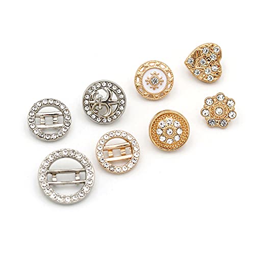 vingol 10 Pcs Small Metal Buttons Rhinestones Buttons Decorative Buttons for Crafts DIY Sewing Supplies(04 Silver,12mm) - Image 2