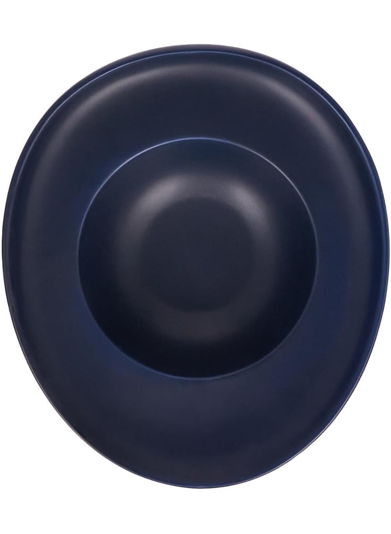 Shallow 24 cm Porcelain Pasta Plate Matt Dark Blue | Premium Matte Finish Wide Rim Dinner Plate | Elegant Serving Plate for Pasta, Noodles, Salads & Continental Food - Image 3
