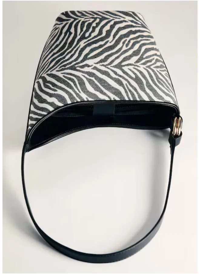 MANGO Casual Large Zebra-Print Bucket Bag
