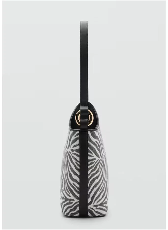 MANGO Casual Large Zebra-Print Bucket Bag