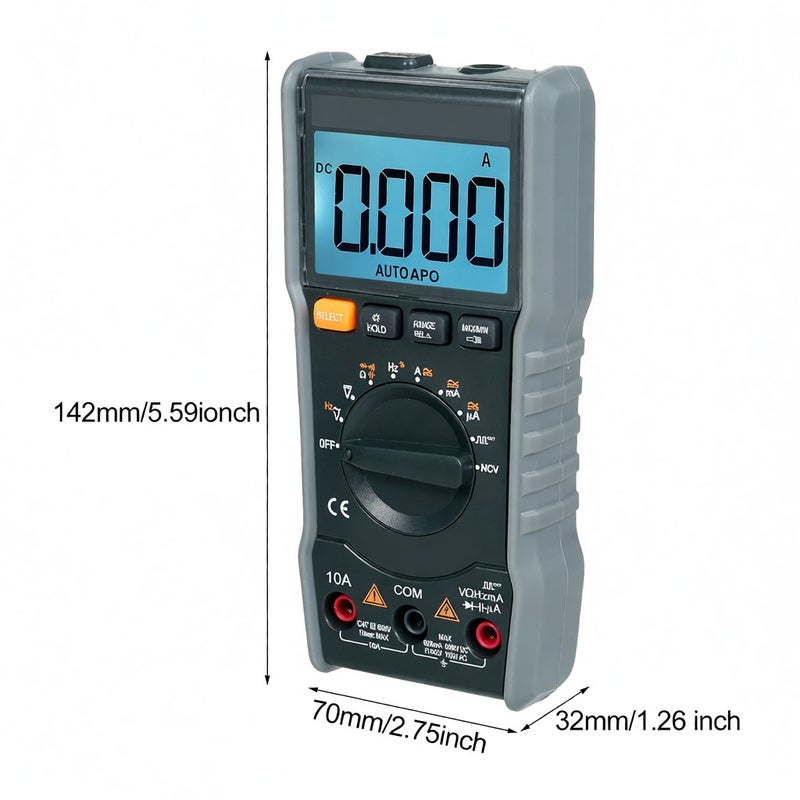 مقياس رقمي ذكي KM-DM01B النطاق التلقائي 6000 عداد، مقياس عالمي للكشف عن الجهد الضار غير المتصل (NCV)، جهاز اختبار محمول متعدد الوظائف، مقياس جهد، مقياس تيار مع ضوء خلفي ومصباح يدوي، قياس الجهد والتيار المتردد/المباشر ومقاومة السعة - Image 5