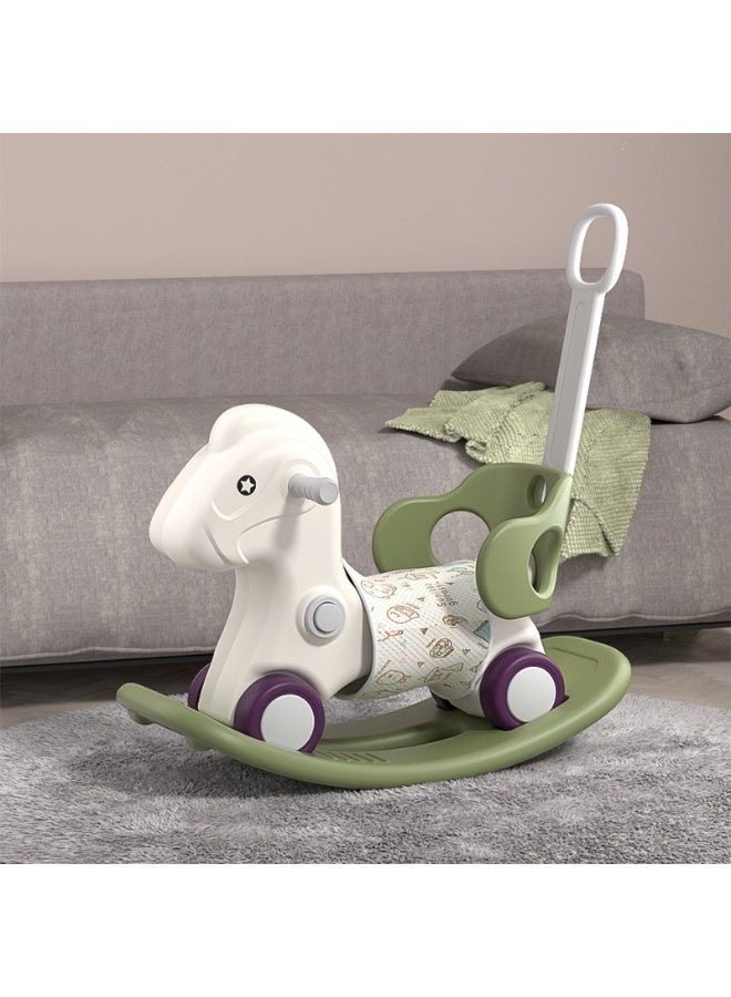 فول جوي حصان هزاز من الألبكة ,حصان هزاز مع مسند للظهر للأطفال الصغار مع لوح توازن قابل للفصل ومسند للقدمين وبساط 4*1 - Image 2