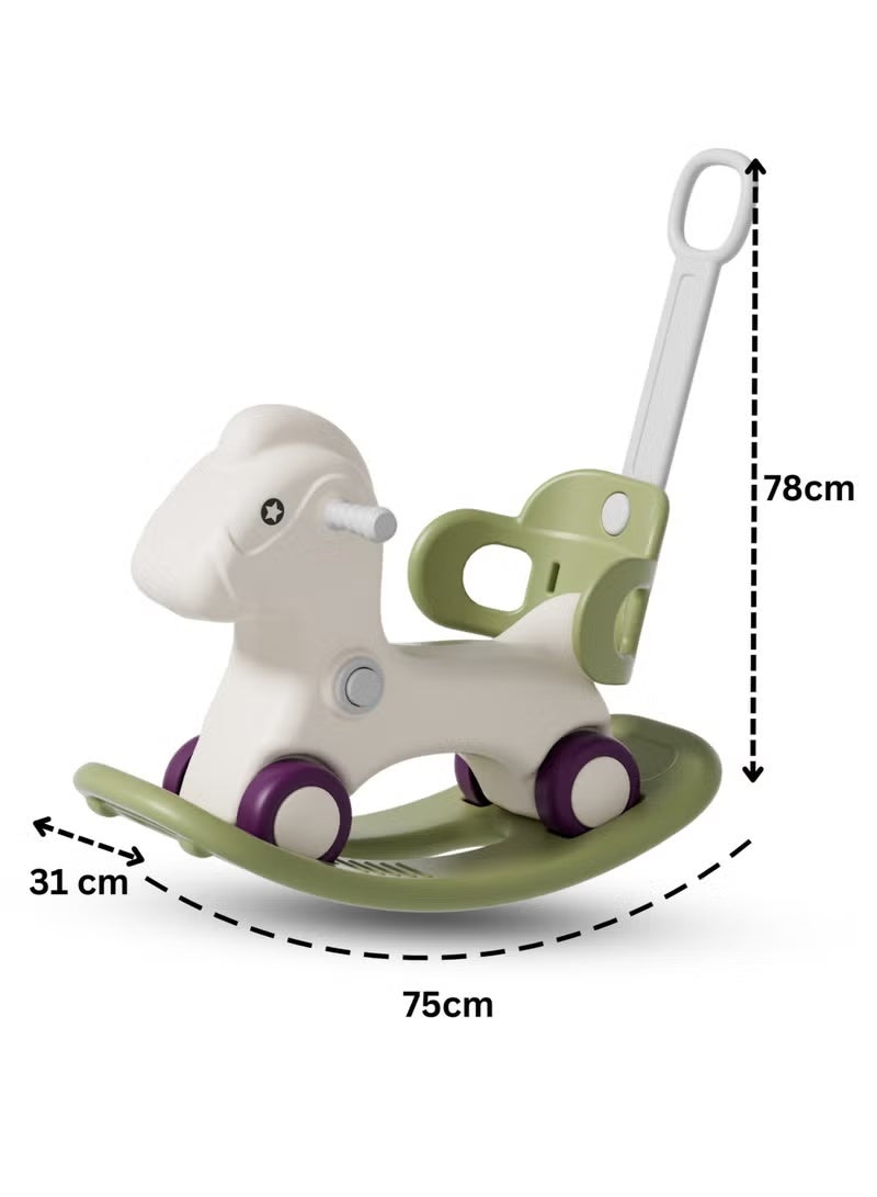 فول جوي حصان هزاز من الألبكة ,حصان هزاز مع مسند للظهر للأطفال الصغار مع لوح توازن قابل للفصل ومسند للقدمين وبساط 4*1 - Image 3