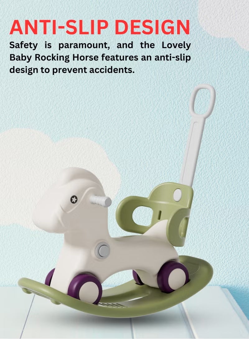 فول جوي حصان هزاز من الألبكة ,حصان هزاز مع مسند للظهر للأطفال الصغار مع لوح توازن قابل للفصل ومسند للقدمين وبساط 4*1 - Image 4