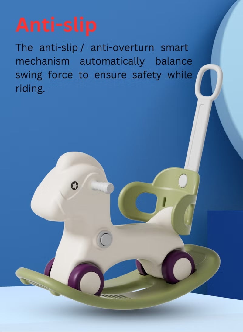 فول جوي حصان هزاز من الألبكة ,حصان هزاز مع مسند للظهر للأطفال الصغار مع لوح توازن قابل للفصل ومسند للقدمين وبساط 4*1 - Image 5