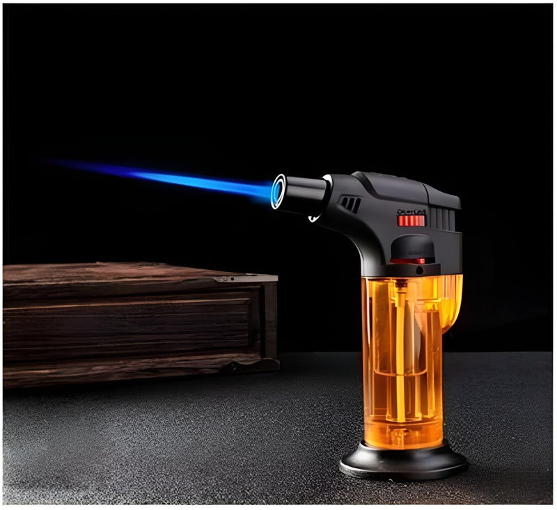DEBIRE Jet Flame Gas Lighter for Kitchen | Windproof Lighter for Candles with Safety Lock, Gas Stove, Puja, BBQ | Built-in Safety Lock | Multicolor (Red/Black/Orange/Green/Blue) (Pack of 1) - Image 1