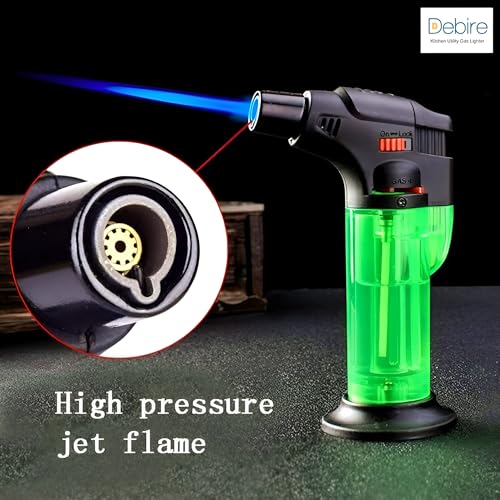 DEBIRE Jet Flame Gas Lighter for Kitchen | Windproof Lighter for Candles with Safety Lock, Gas Stove, Puja, BBQ | Built-in Safety Lock | Multicolor (Red/Black/Orange/Green/Blue) (Pack of 1) - Image 2