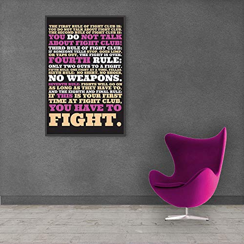 Inephos Fight Club - The First Rule Movie Quote Poster Print (Size: 8 inch X 12 inch, Framed, Laminated Print) - Image 1